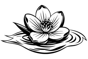Fototapeta premium spring-blossom-flowers-in-th-blue-water-zoom-in vector illustration