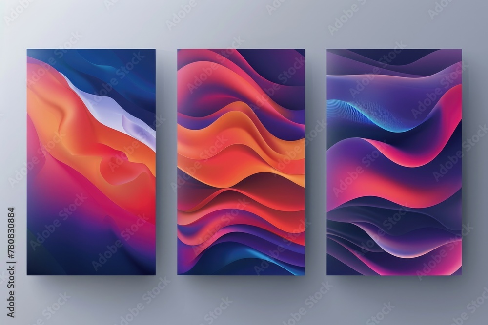 Aufkleber Three abstract banners with different colors and shapes. Ideal for advertising and web design