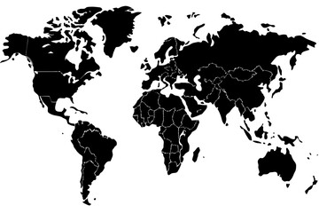 world-map-outline- vector illustration