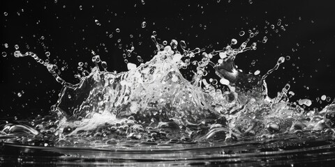 A dynamic black and white image of a water splash. Suitable for various design projects