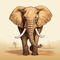 Big elephant drawing vector