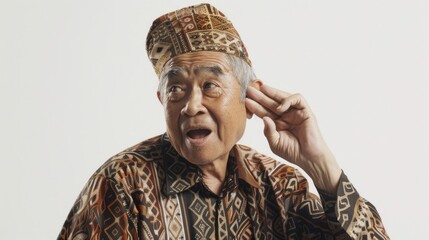Obraz premium An old man with a surprised expression. Suitable for various concepts and designs