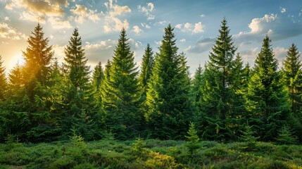 Healthy green trees in a forest