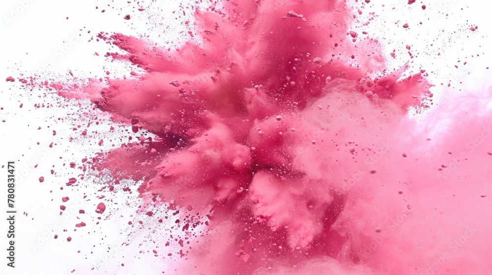 Poster A vibrant pink powder cloud floating in the air, perfect for adding a pop of color to your design projects
