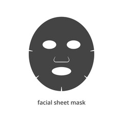Facial sheet mask black icon. Cosmetic product for face. Vector illustration