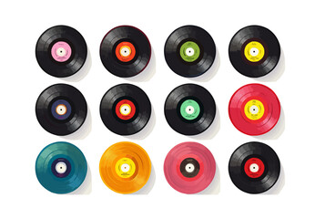 various color vinyl records set vector flat isolated vector style illustration