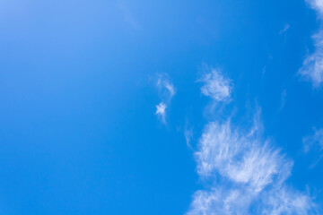 blue sky  and white cirrus clouds background