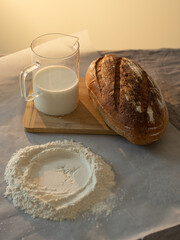 Still life of food. Cooking bread