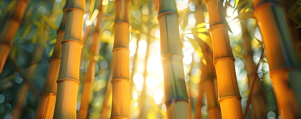 Enchanting Interplay of Light and Bamboo in a Mystical Forest Landscape