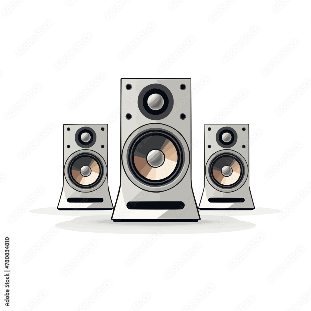 Poster loudspeaker | minimalist and simple set of 3 line white background - vector illustration