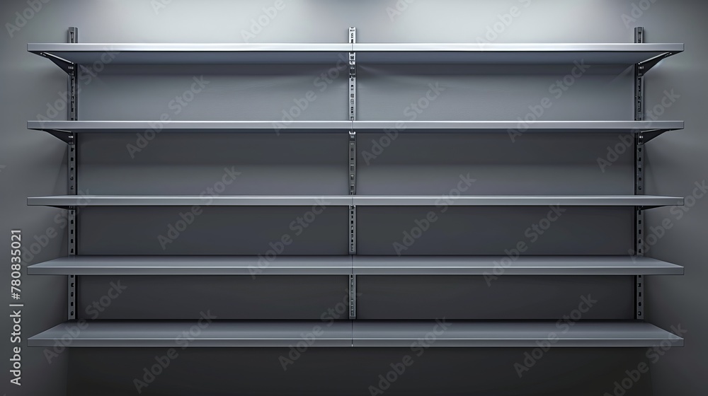 Wall mural Vector illustration featuring empty shelves in shades of gray.