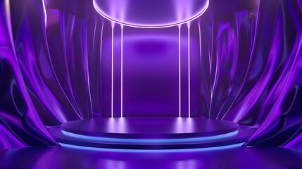 3d rendering of purple and blue abstract geometric background. Scene for advertising, technology, showcase, banner, cosmetic, fashion, business, metaverse. Sci-Fi Illustration. Product display 