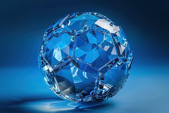 glass soccer ball on a blue background cover