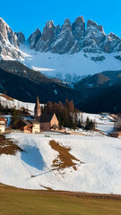 Spring landscape Dolomites Alps Santa Maddalena village Val di Funes valley South Tyrol Italy - 780835866