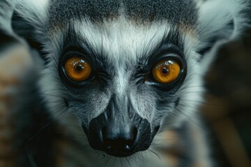 Obraz premium Close up of a ring tailed lemur's face, perfect for wildlife and animal themed projects