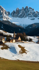 Spring landscape Dolomites Alps Santa Maddalena village Val di Funes valley South Tyrol Italy - 780836875
