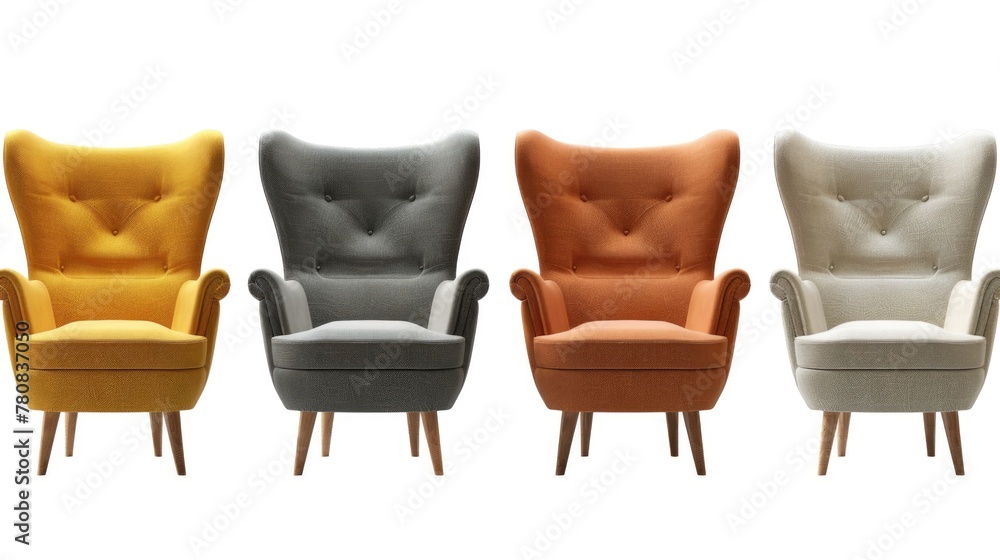 Aufkleber a row of chairs in different colors and sizes, suitable for interior design projects