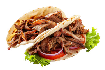 Succulent Doner Kebab on White Background