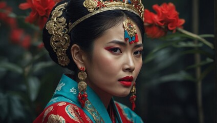 woman in chinese costume close up