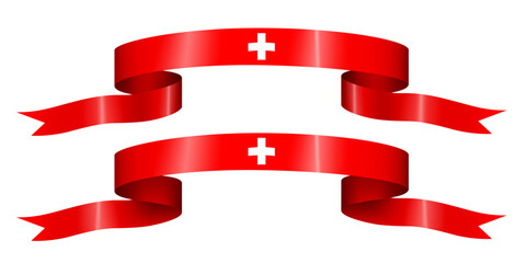 set of flag ribbon with colors of Switzerland for independence day celebration decoration