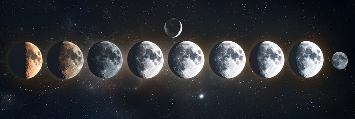 Beautiful Illustration of the Lunar Cycle: From New Moon to Full Moon