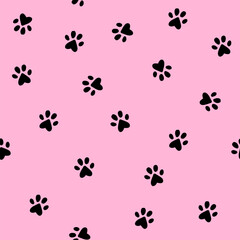 Cat paws Pink textur seamless pattern