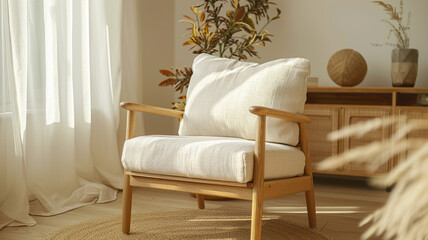 A modern, cozy armchair in a room
