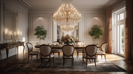 Fototapeta na wymiar Beautiful Elegant formal dining room design