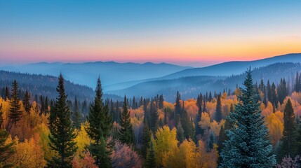 Serene Autumn Panorama: Tranquil Mountain Landscape