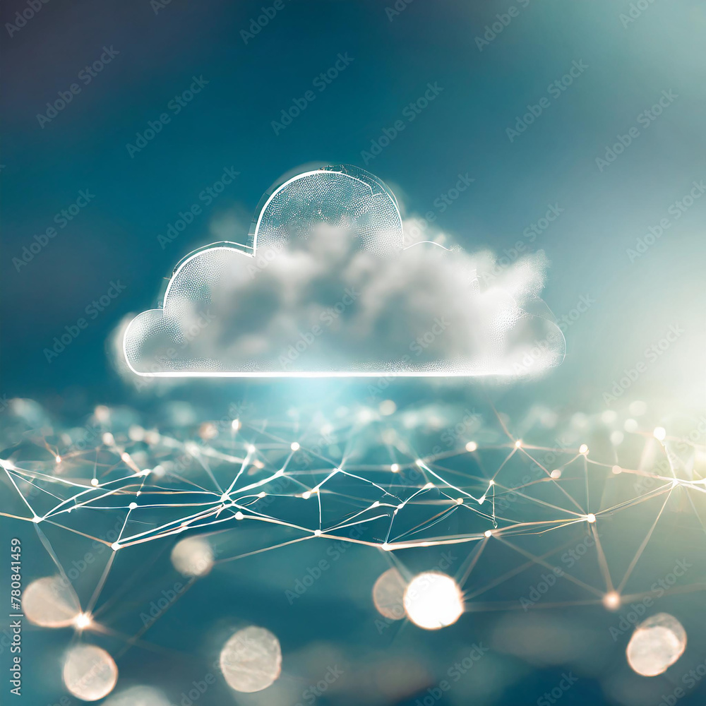 Poster cloud computing concept. communication network. generative ai