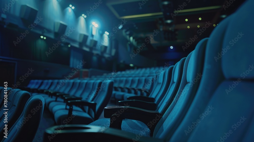 Poster Rows of empty seats in a theater. Suitable for arts and entertainment concepts