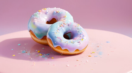 donuts glazed isolated on pink background