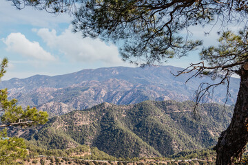 Mountain landscape. View of beautiful big mountains. Troodos mountains in Cyprus