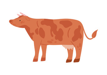 Cow animal farm. Farming activity, ranch animal growing flat vector illustration