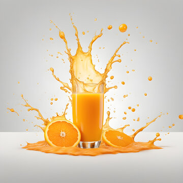 Copo com suco de laranja natural splash refrescante