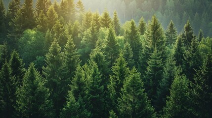 Healthy green trees in a forest - obrazy, fototapety, plakaty