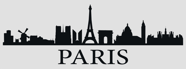 Obraz premium Paris. The city skyline. Silhouettes of buildings. Vector on a gray background