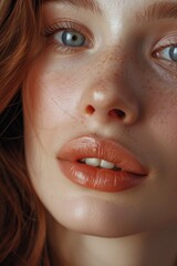 Naklejka premium Close-up of a woman with freckles, suitable for beauty or skincare concepts