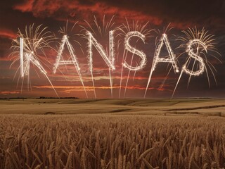Heartland Horizon: Sunset Fireworks over the Kansas Wheat Fields