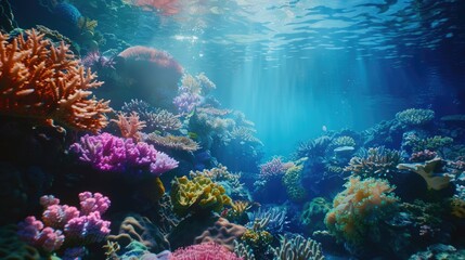 Naklejka na ściany i meble Vibrant underwater scene suitable for marine life concepts