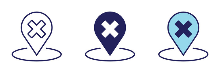 Wrong Location Crossmark Pin Icon - Navigation Set