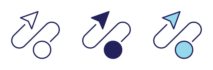 Starting Point Route Guide Tracking Icon - Navigation Set