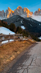 Spring landscape Dolomites Alps Santa Maddalena village Val di Funes valley South Tyrol Italy. - 780846227