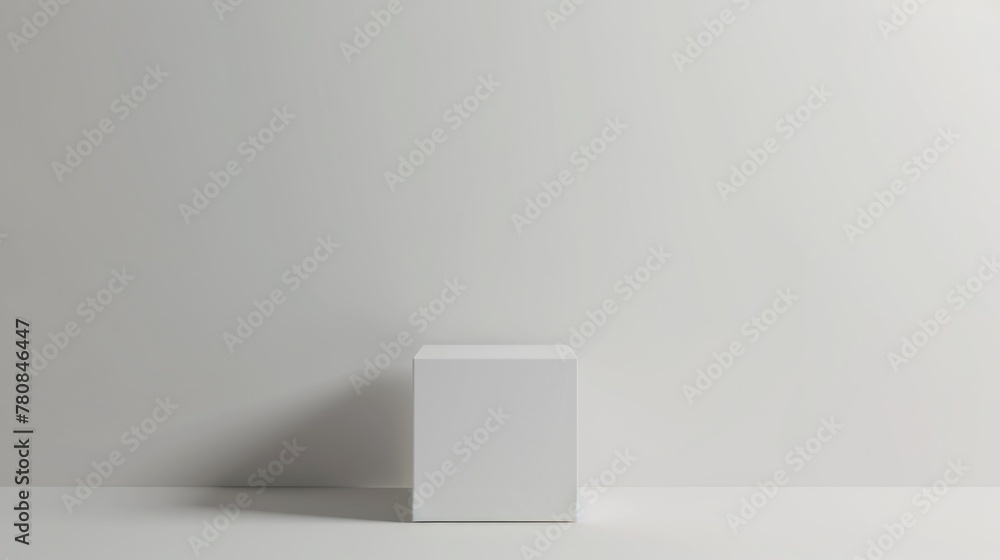 Aufkleber a simple white box on a clean white surface. perfect for product display