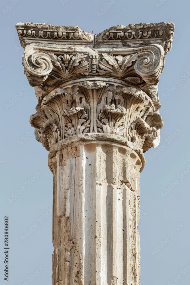 Aufkleber Detailed view of a clock on a column, suitable for time management concepts