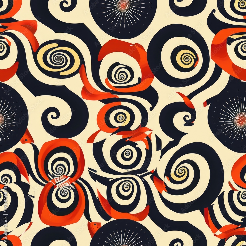 Aufkleber Abstract design of swirls and sunbursts on a white background. Suitable for various graphic design projects