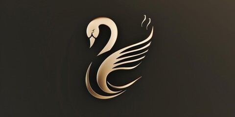 Obraz premium Elegant golden swan against a stark black backdrop. Ideal for luxury and elegance concepts