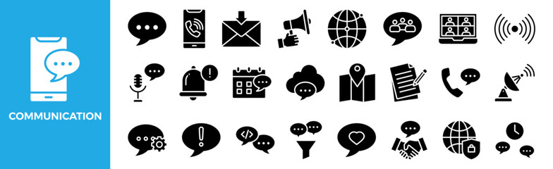 Communication icon set for design elements	