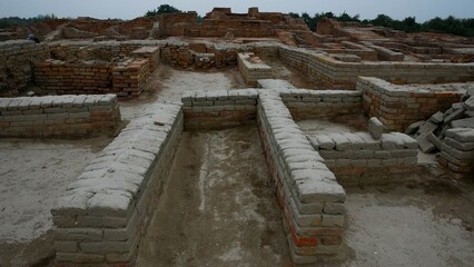 Fototapeta premium Ancient brick ruins at archaeological site Mohenjo Daro