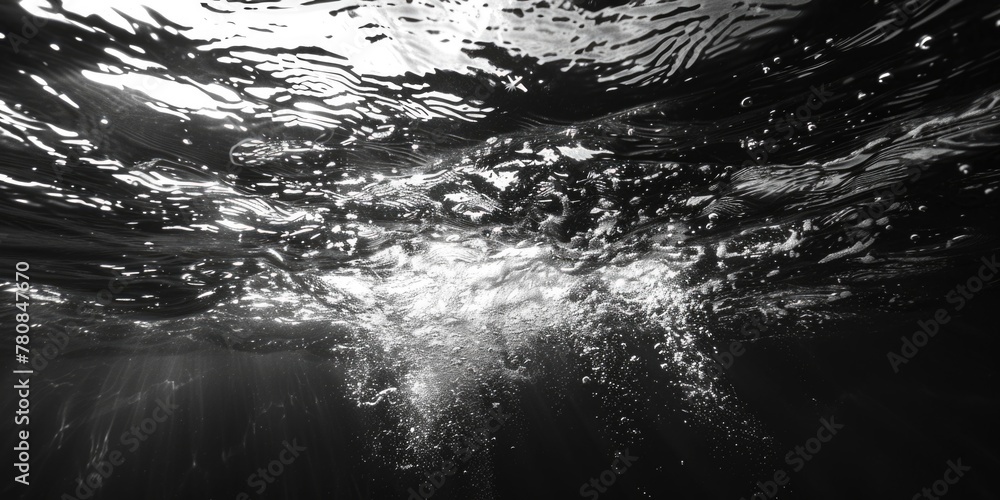 Poster sun shining through water, suitable for nature and abstract concepts